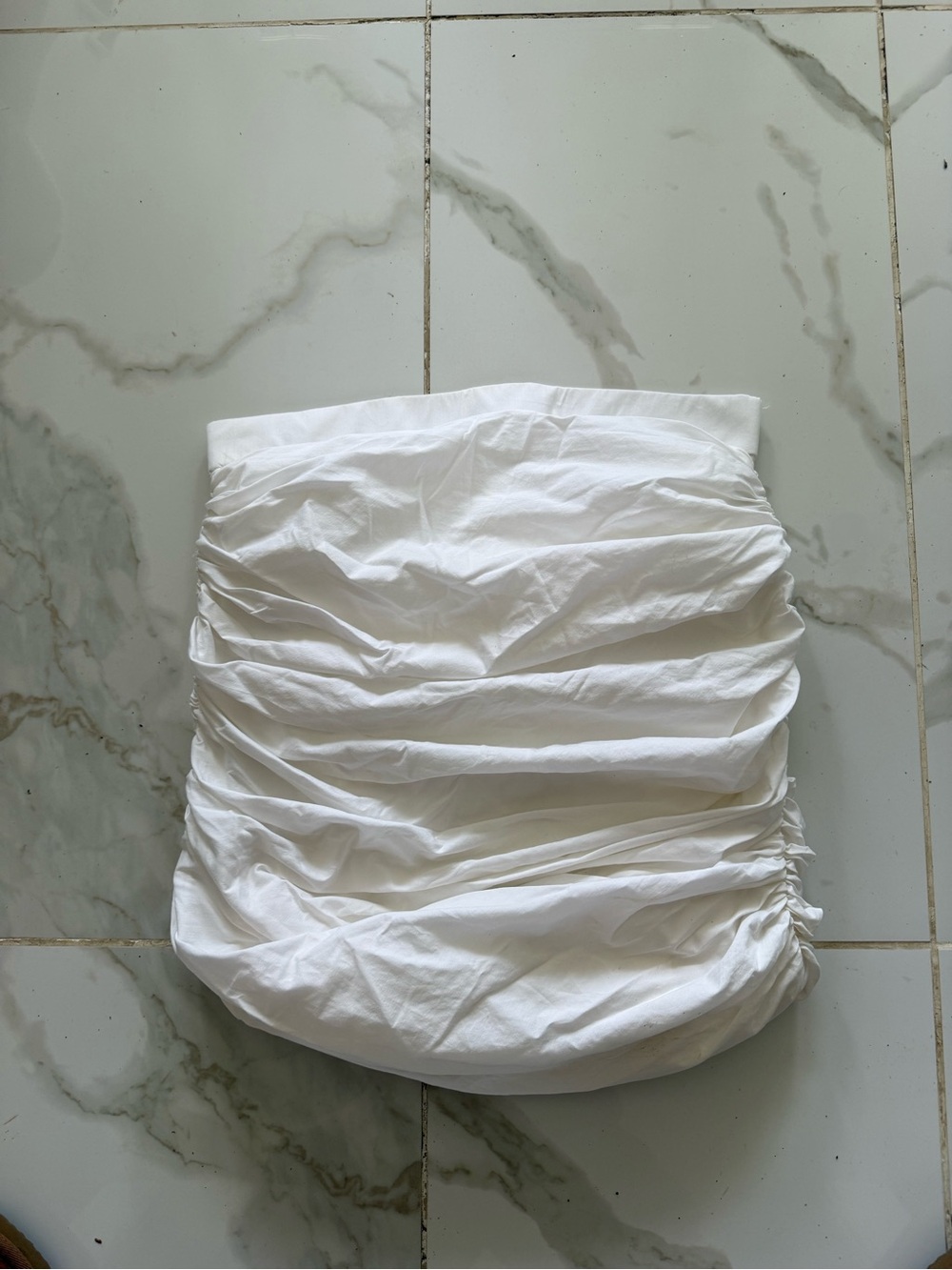 Babaton White Drawstring Mini Skirt